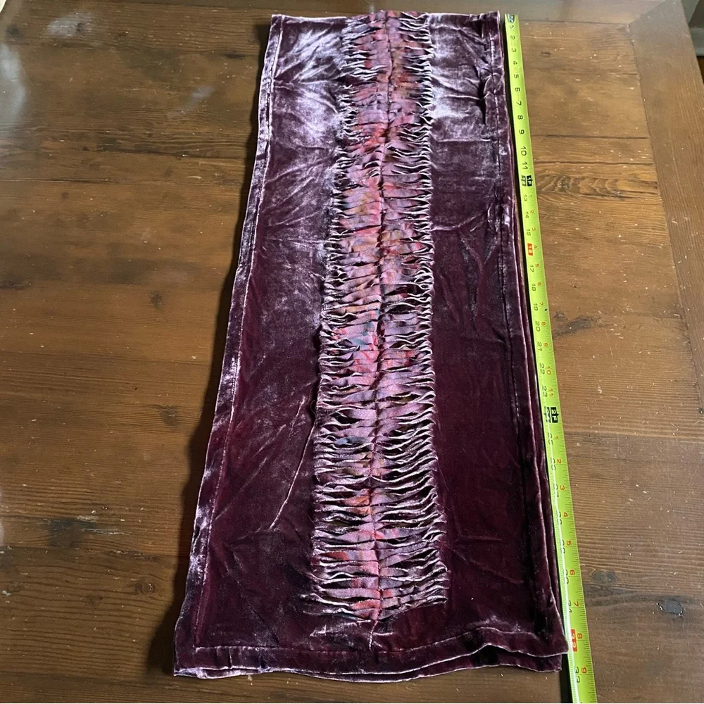 Unbranded Artsy Smoky Mauve Silk Velvet Scarf Burn-Out Abstract Bohemian 12”x66”